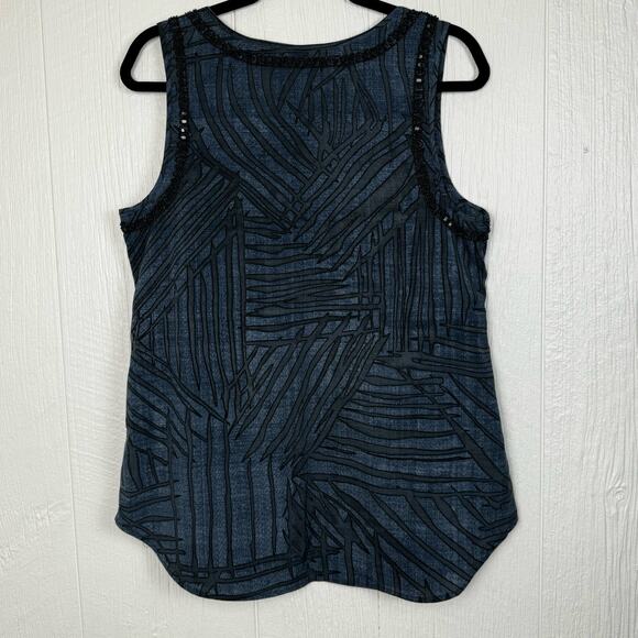 CABI Limited Edition Blue Gray Sequined Beaded Sleeveless Blouse Size Medium - Picture 4 of 7